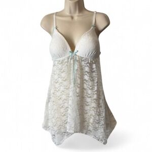 Intimo Donatella White Floral Lace Babydoll Chemise, Women's Size‎ XL.